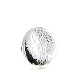 Gurhan Sterling Silver 24K Yellow Gold Large Hammered Flat Oval Pebble Ring