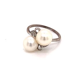 Mikimoto Estate Akoya Pearl Ring Sterling Silver