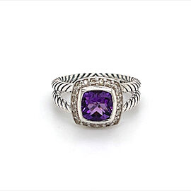 David Yurman Estate Diamond Petite Albion Amethyst Sil 1.67 TCW Size 7 DY90