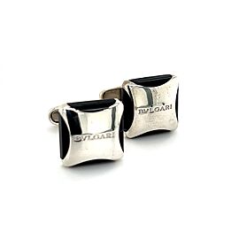 Bulgari Estate Onyx Cufflinks Sterling Silver 19.24 Grams B1