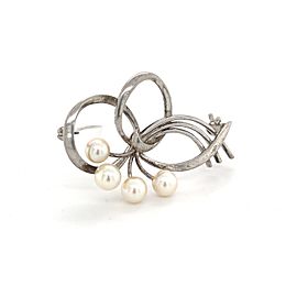 Mikimoto Estate Akoya Pearl Brooch Sterling Silver 5.5 mm M232