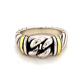 David Yurman Estate Sterling Silver Ring 18k Gold Size 5, 6.9 Grams DY40