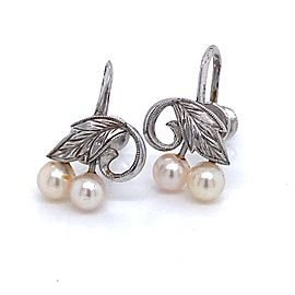 Mikimoto Estate Akoya Pearl Clip On Earrings Sterling Silver 4.94 mm M171