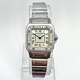 CARTIER SANTOS GALBEE 24mm Quartz Steel 0.69TCW Diamond Watch