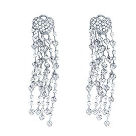 18 Karat White Gold Long Diamond Earclip Earrings