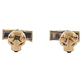 Cartier Panthere Emerald Onyx Gold Cufflinks