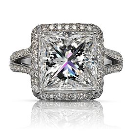 7 CARAT PRINCESS CUT G COLOR VS2 CLARITY HALO DIAMOND ENGAGEMENT RING IN 18K WHITE GOLD GIA CERTIFIED 7 CT G VS2 BY MIKE NEKTA