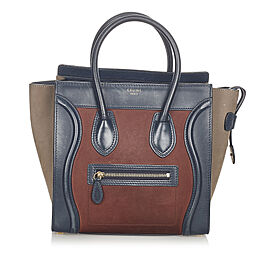 Celine Micro Luggage Tricolor Suede Tote Bag