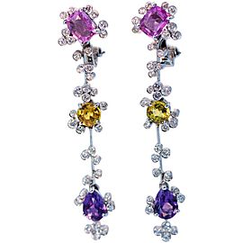 Multi-Color Sapphire Pink, Yellow, and Purple, Earrings