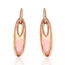 Kabana 14K Rose Gold Diamond Pink MOP Earrings