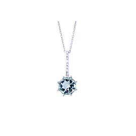 FARA Prasiolite and White Zircon drop Pendant in Sterling Silver