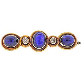 Faberge Antique Sapphire Diamond Gold Brooch