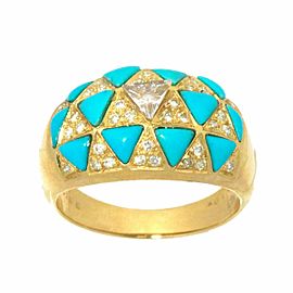 18K Yellow gold Turquoise Diamond Ring