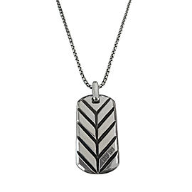 David Yurman Streamline Black Diamond Tag Pendant 1.7" with DY chain