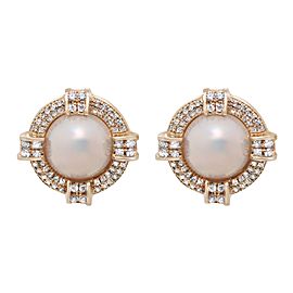 14k Yellow Gold Mabe Pearl Earrings