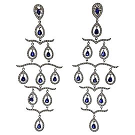 Gold Diamond Sapphire Chandelier Earrings