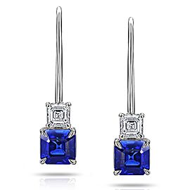 David Gross Asscher Blue Sapphire and Diamond Earrings