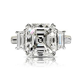 6 CARAT ASSCHER CUT H COLOR VS2 CLARITY DIAMOND ENGAGEMENT RING 14K WHITE GOLD CERTIFIED 5 CT H VS2 BY MIKE NEKTA