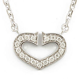 CARTIER 18K white gold Diamond C heart Necklace CHAT-247