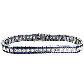 Oscar Heyman Art Deco Platinum French Cut Sapphire Diamond Bracelet