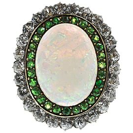 Edwardian Opal, Diamond and Demantoid Gold Ring