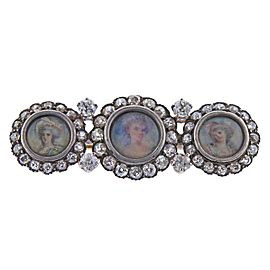 Tiffany & Co. Antique Diamond Gold Silver Miniature Portrait Brooch