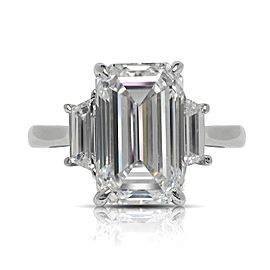 6 CARAT EMERALD CUT E COLOR VS1 CLARITY DIAMOND ENGAGEMENT RING PLATINUM GIA CERTIFIED 5 CT E VS1 BY MIKE NEKTA