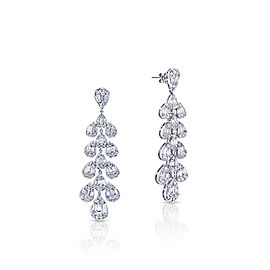 Eloise Carat Baguette and Round Hanging Earth Mined Diamond Earrings in 14 karat White Gold