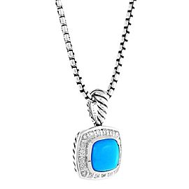 David Yurman Petite Albion Pendant Necklace with Turquoise and Diamonds