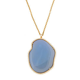 18K Yellow Gold Blue Chalcedony Adriana Necklace