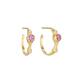 Pink Sapphire and Diamond 3/4" Hoops