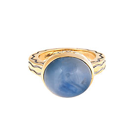 18K Yellow Gold Blue Star Sapphire Talasi Ring