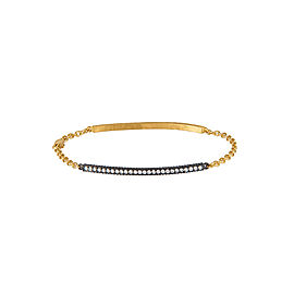 Yossi Harari Jewelry 18k Gold & Oxidized Gilver Diamond Lilah ID Bracelet