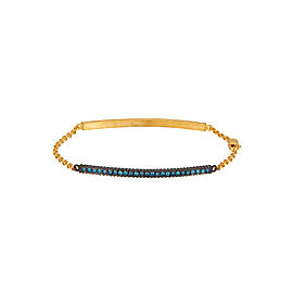 Yossi Harari Jewelry 18k Gold Blue Diamond Lilah ID Bracelet