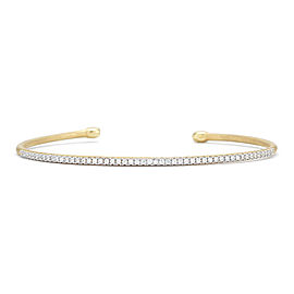 Yellow Gold Brushed-satin Finished Tube Bangle Bracelet