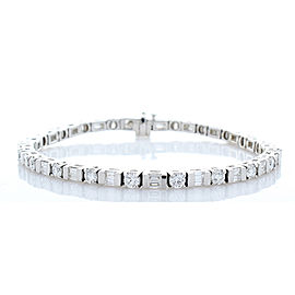 4.05 Carat Total Weight Diamond White Gold Fancy Tennis Bracelet