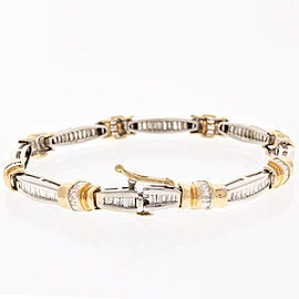 3.50 Carat Total Baguette Diamond Two-Tone Bracelet in 14 Karat