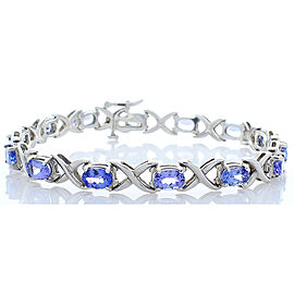 6.90 Carat Total Oval Tanzanite White Gold Bracelet