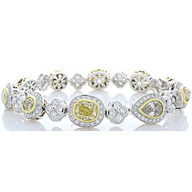 12.40 Carat Total Natural Fancy Yellow Diamond and White Diamond Bracelet