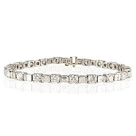 Heritage Gem Studio 6.50 Carat Total Round and Baguette Diamond White Gold Bracelet