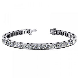 4.70 Carat Total Channel Set Princess Cut Diamond Tennis Bracelet in Platinum