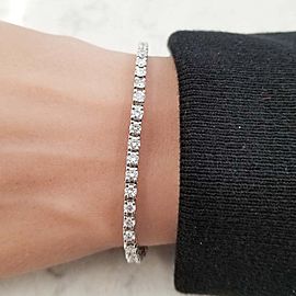 4.26 Carat Total Round VVS Diamond 4 Prong Tennis Bracelet 14 Karat White Gold