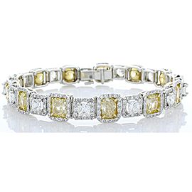 Heritage Gem Studio 10.05 Carat Total Cushion Cut Fancy Yellow Diamond Bracelet in Platinum