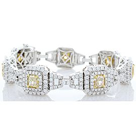 Heritage Gem Studio EGL USA Certified 7.73 Carat Total Cushion Cut Yellow Diamond Bracelet In 18K