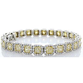 3.26 Carat Total Radiant Cut Fancy Intense Yellow Diamond Two-Tone Bracelet