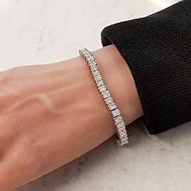 10.91 Carat Total White Diamond Tennis Bracelet in 14 Karat White Gold