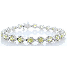 7.00 Carat Total Cushion Cut Fancy Yellow Diamond Bracelet in 14 Karat Gold