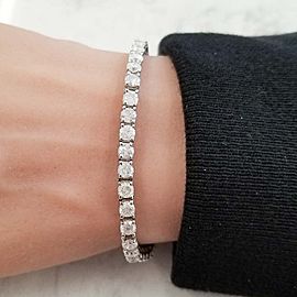 8.13 Carat Total Round Diamond 4 Prong Tennis Bracelet in 14 Karat White Gold