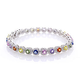 10.10 Carat Total Multi-Color Sapphire and Diamond Bracket in 18 Karat Gold