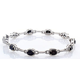 4.84 Carat Total Oval Black Diamond Bracelet in 14 Karat White Gold